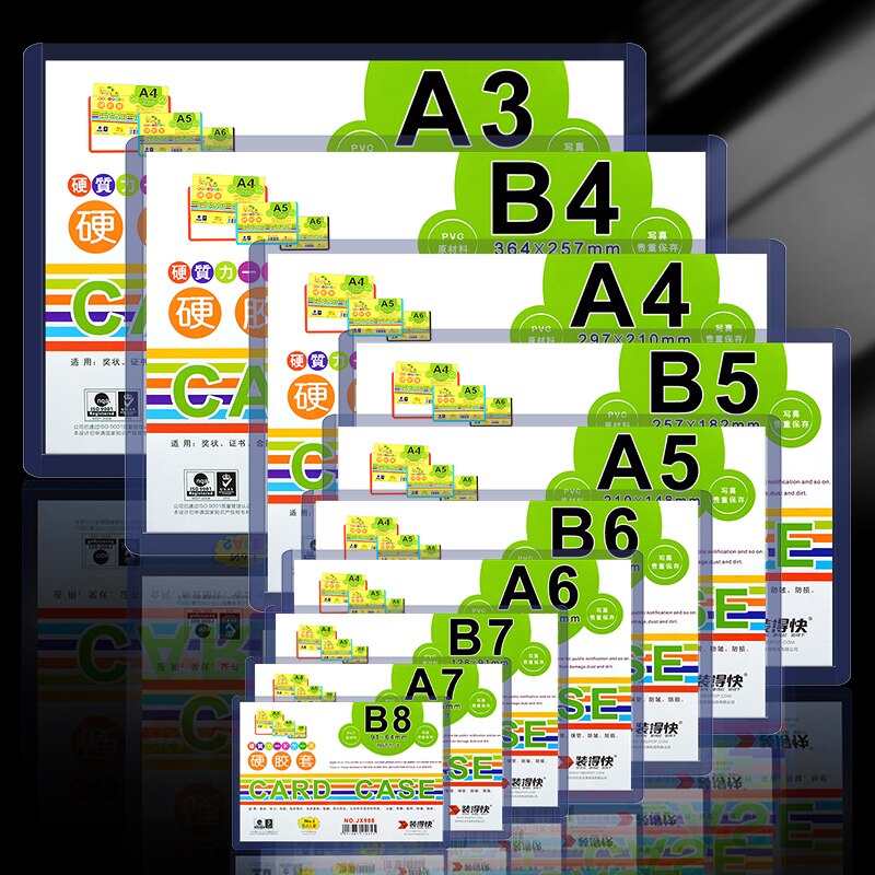 Pochette pour carte postale B8, petite pochette rigide de protection en Pvc, pochette rigide transparente pour cartes, fichiers A7, A6, A5, A4, B7, B6