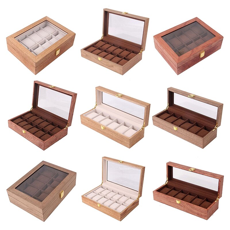 Retro Wooden Watch Display Case Durable Packaging Holder Jewelry Collection Storage Watch Organizer Box Casket