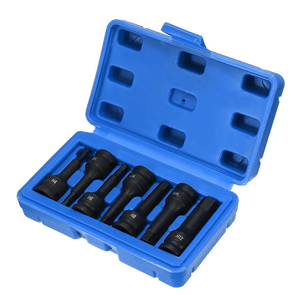 7Pcs Impact Socket Bit Set 3/8-Inch Drive Chroom-molybdeen Staal Hex Key Socket Metrische Allen Bit Impact spline Socket Bit Set: Default Title