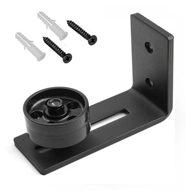 Adjustable 1XCarbon Steel Wall Mount Sliding Barn Door Bottom Floor Guide Hardware Barn Door Hanging Rail Stopcock: Default Title