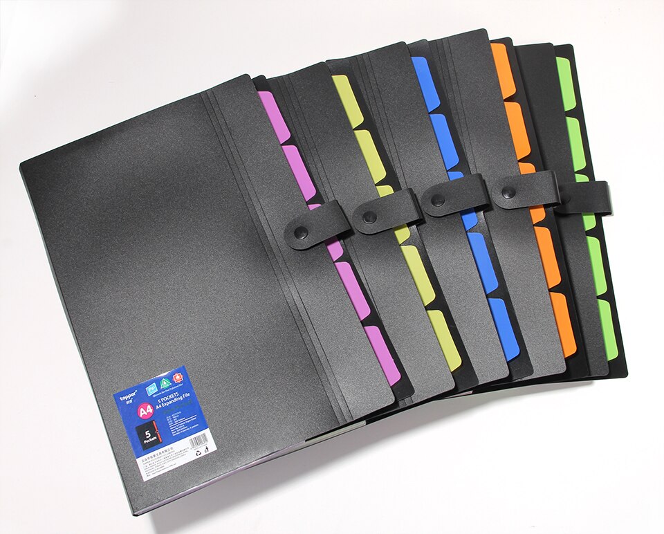 5 farver vandtæt  a4- fil dokumentpose pose regning mappeholder arrangør filmappe cilp-fil