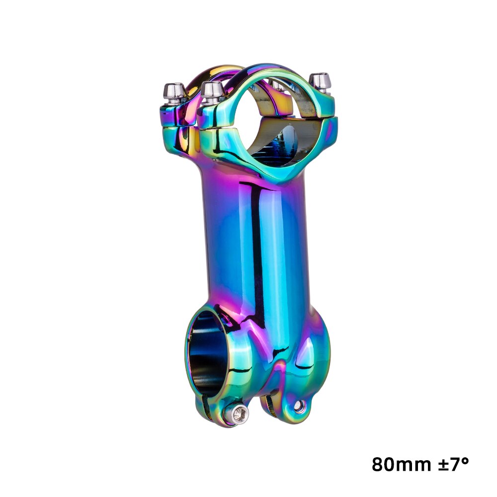 ZTTO Rainbow MTB Road Bike Oil Slick Stem 17 7 Degree 60 70 80 90mm High Strength Lightweight Fit 31.8mm Handlebar XC AM: 7degree 80mm rainbow