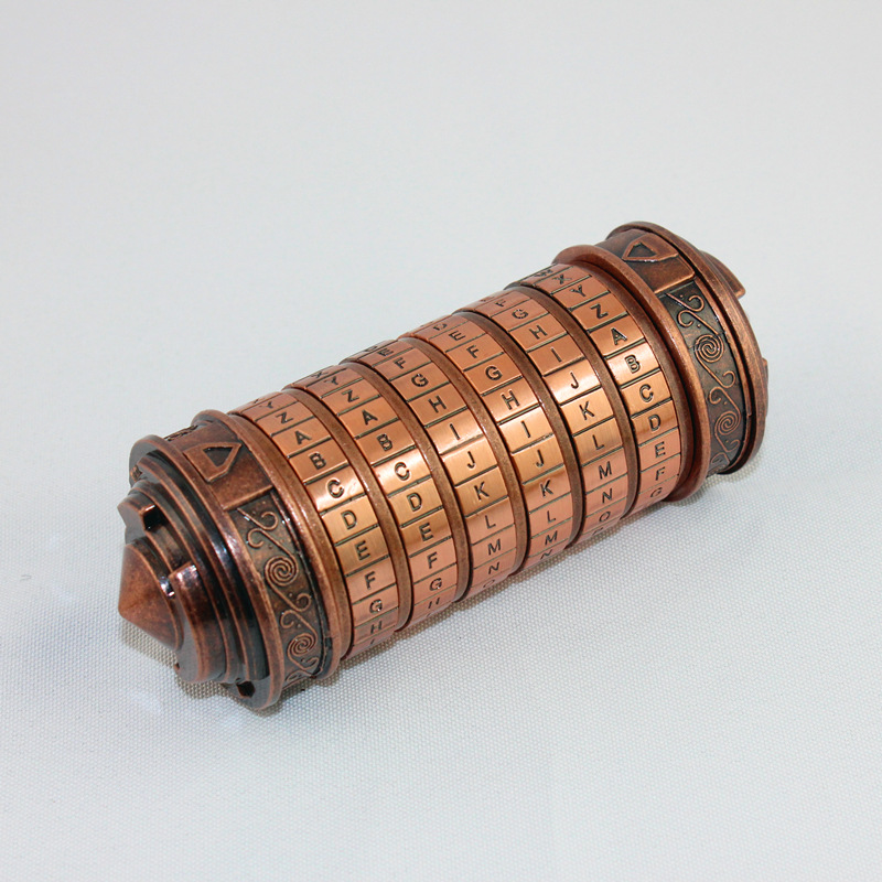 LeLeonardo DaVinci Code Lock Metal Bronze Criptex Locks Wedding Valentine's Day Letter Password Escape Chamber Props