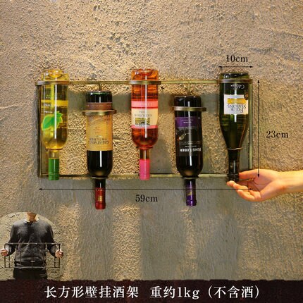 American Iron Bar Wall Minimalist Decor Hanging Wine Cabinet Bar Wall-mounted WineStand Glassholder Floating Shelf