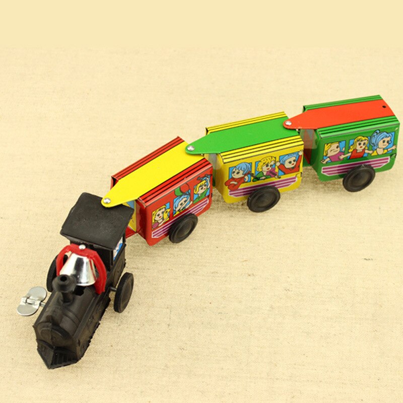 Ricordo d&#39;infanzia Adulto Collection Toy espresso Vento fino Giocattoli di Latta Antico metallo Giocattoli per i bambini 3 carrozze treno veicolo