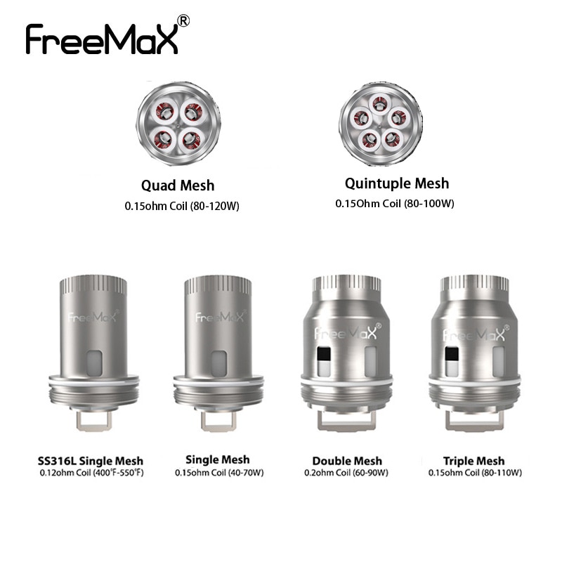 3pcs/6 pcs/Pack Freemax Mesh Pro Tank Coil Single 0.15ohm/Double 0.2ohm/Triple 0.15ohm/Quad 0.15ohm/Quintuple 0.15ohm Coils Head