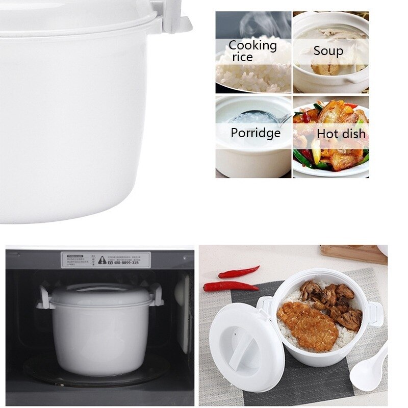 Microwave Rice Cooker Multifunction Small Lunch Container Microwave Cooker Cookware for Microwave Oven