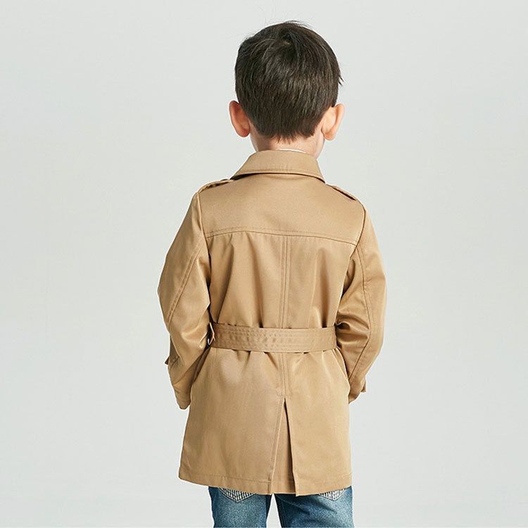Spring Autumn Trench Coats for Boy Kids Windbreaker Boy Jacket Waistband Teenager 2-7 Years Outerwear Children Parka