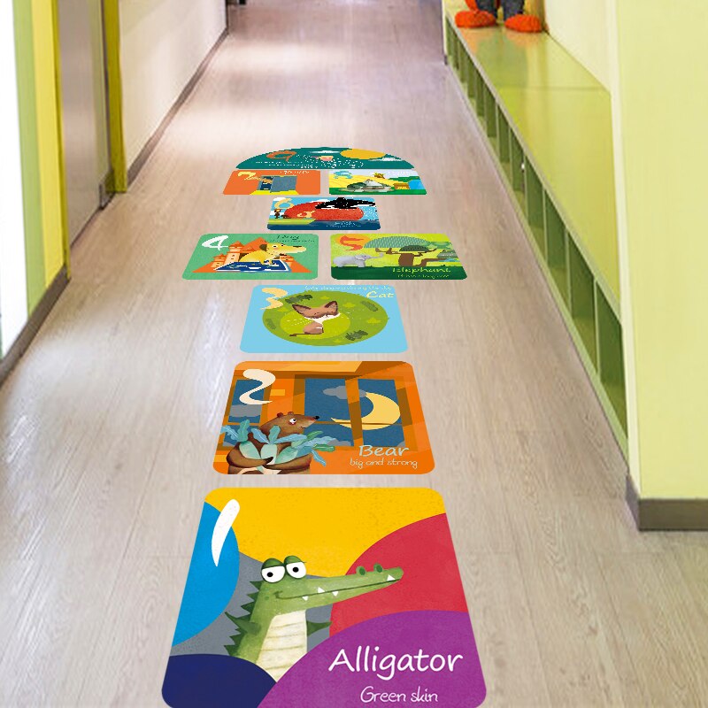 digital floor stickers classroom decoration waterproof wall stickers children's class wallpaper self-adhesive painting