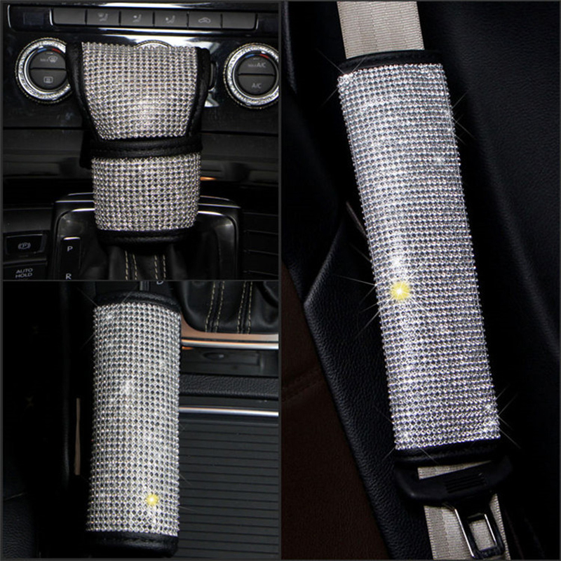 Volledige Diamond Crystal Auto Handrem Hoes Gear Shifter Seat Belt Cover Voor Meisjes Auto Styling Interieur Decoratie Accessoires