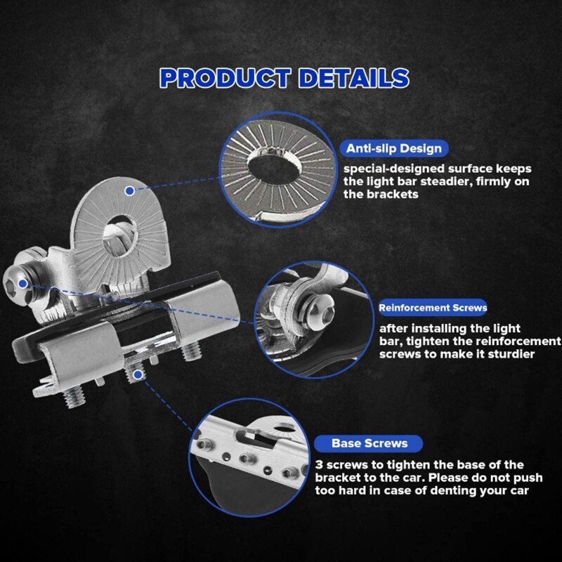 LED Light Bar Clamp Mounting Kit Hood Led Work Light Bar Mount Bracket Clamp Holder for Offroad Led Work Light Bar