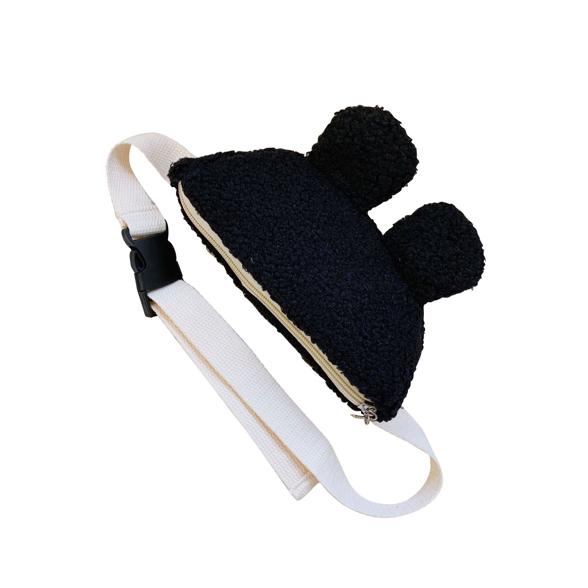 Børns lille taljetaske plys brysttaske til drenge og piger enkel skuldertaske taljepakker snydetasker: Sort