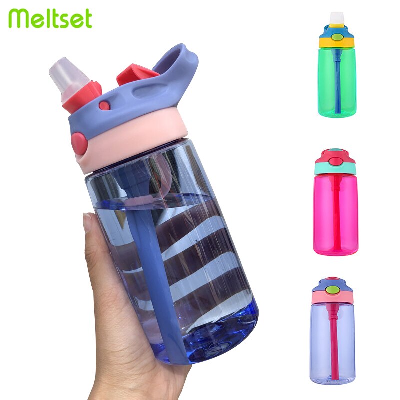 480ml børn vandflaske plastik baby nyfødt kop med halm lækage bevis for studerende skole drinkware drikkeflaske til børn