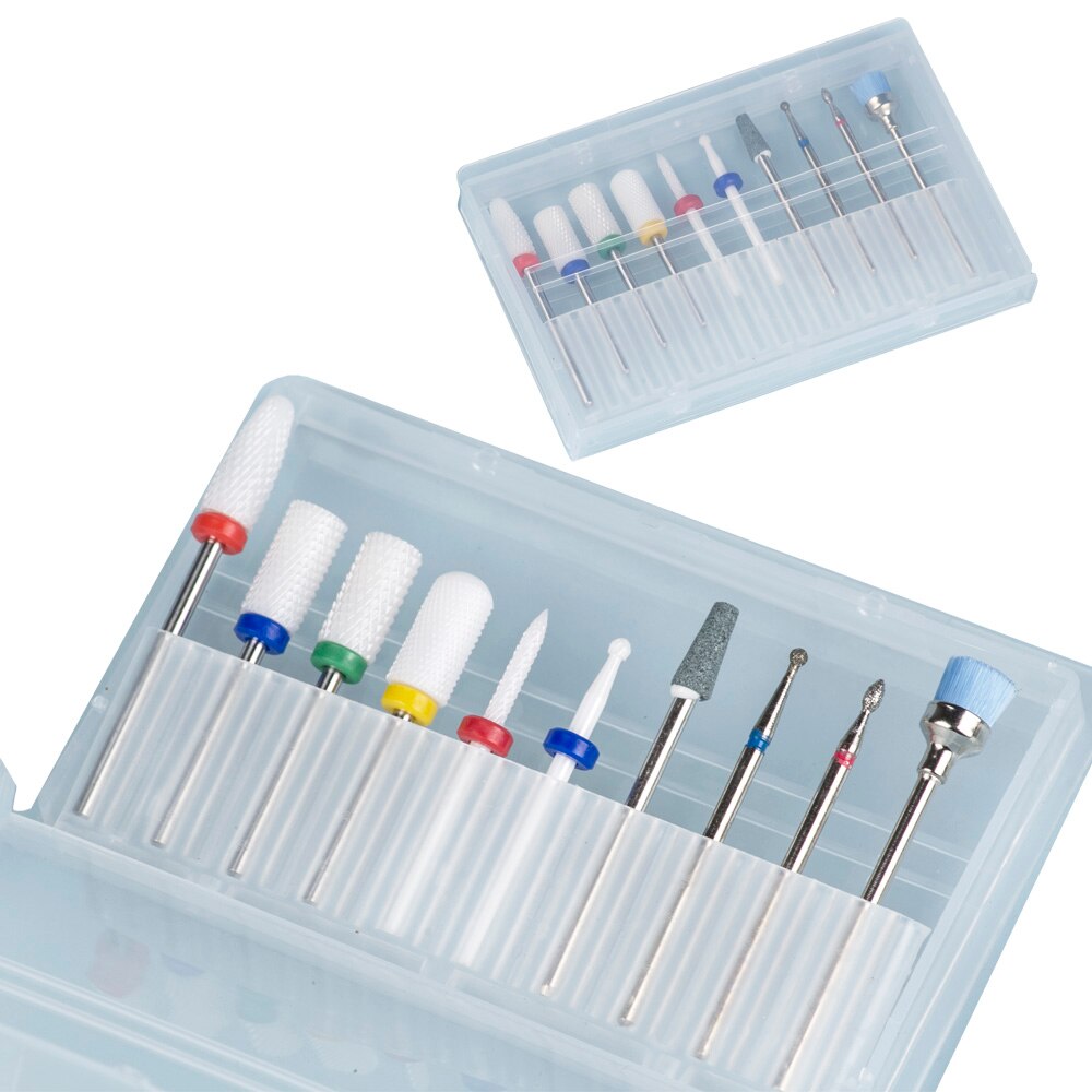 Juego de fresas para manicura, brocas para taladro eléctrico, máquina de manicura, cortadores para la eliminación de barniz de Gel, 10 Uds.: S10 PLUS-A