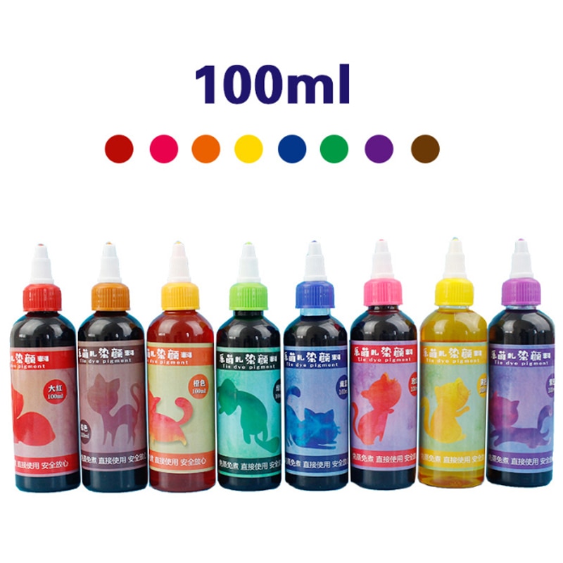 Døende pigment 8 farve slipsfarve kit til diy tøj fabic døende miljøbeskyttelse pigment assorterede farver
