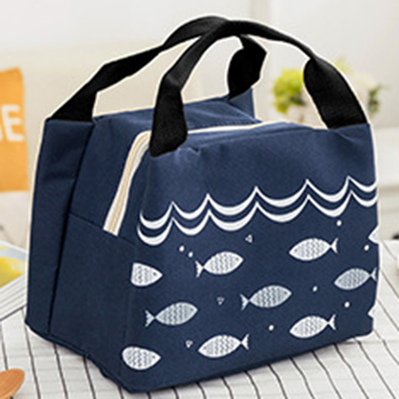 Bolsas de aislamiento para alimentos de bebé, calentador portátil con patrón de pescado, impermeable, con cremallera, bolso térmico CL5289: Blue