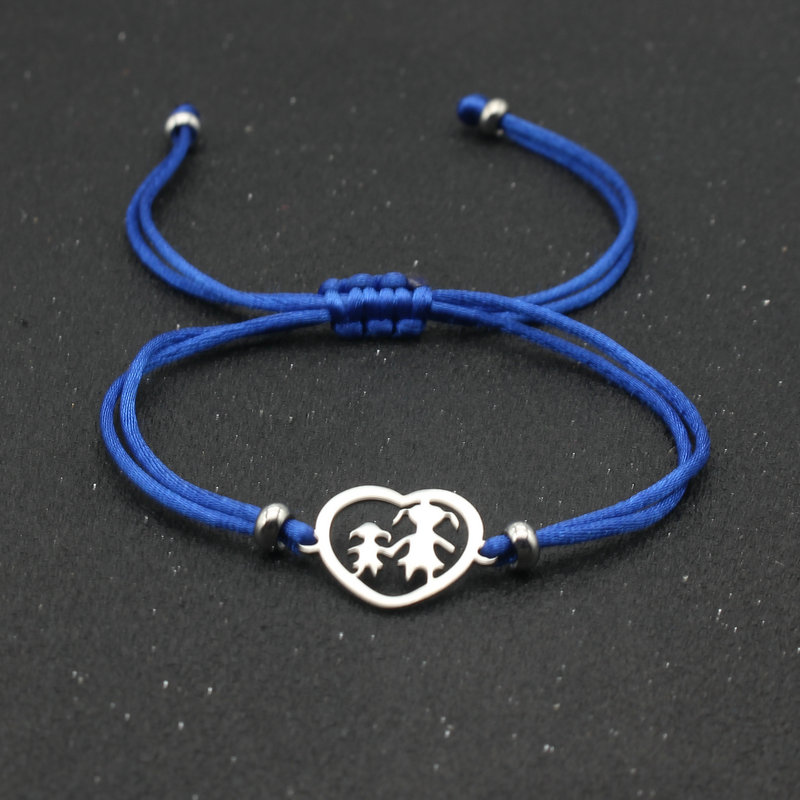 Handgemaakte Verstelbare Rood Touw Armband Roestvrij Staal Hartvormige Muzieknoot Charme Armbanden Voor Vrouwen Meisjes Sieraden: Blue