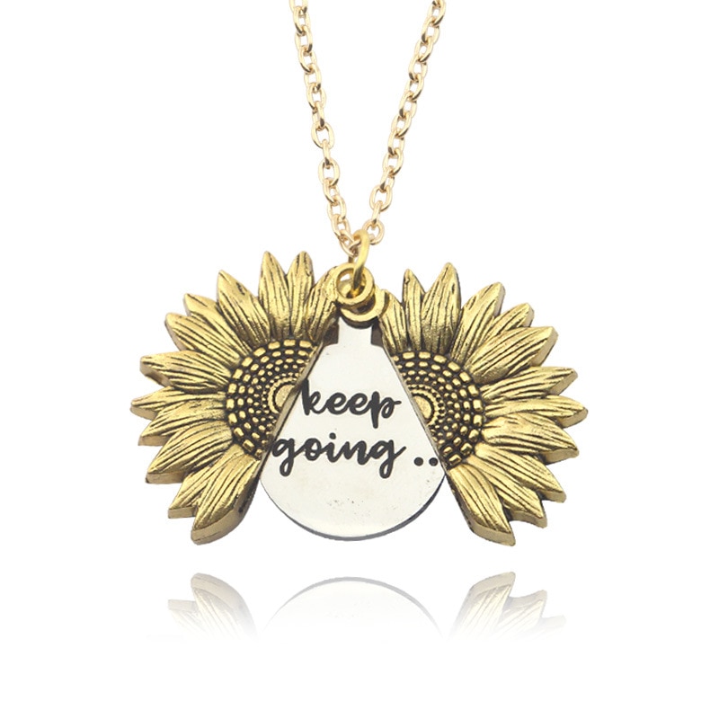 You Are My Sunshine Open Locket Sunflower Necklace Boho Jewelry Stainless Steel Friendship Letter Necklace Collier