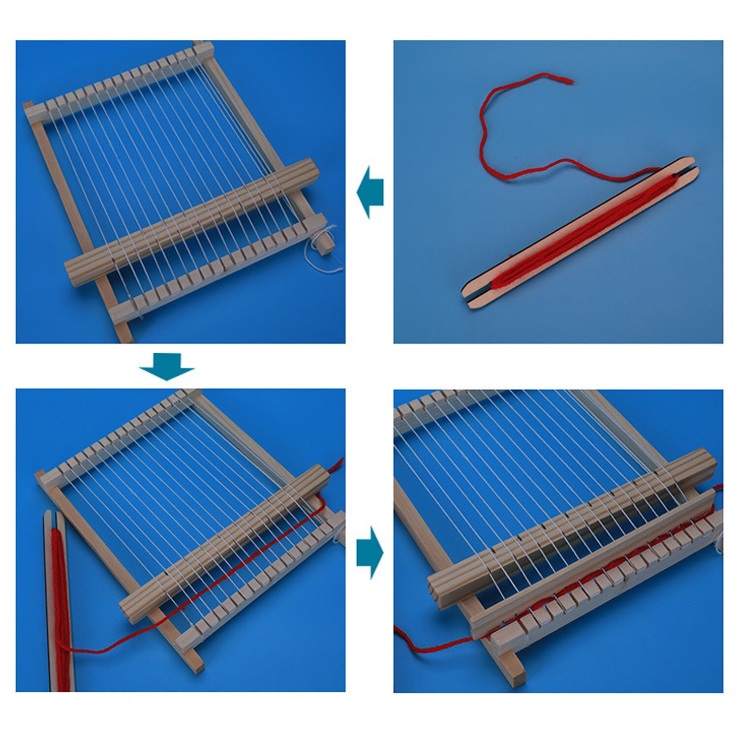 Coola Wooden Multi - Weaving Loom Kit For Kids Beginners Art And Craft Mini Loom(9 X 9in) Handcraft Including Crafting Kit,Wood Loom Frame,Colored