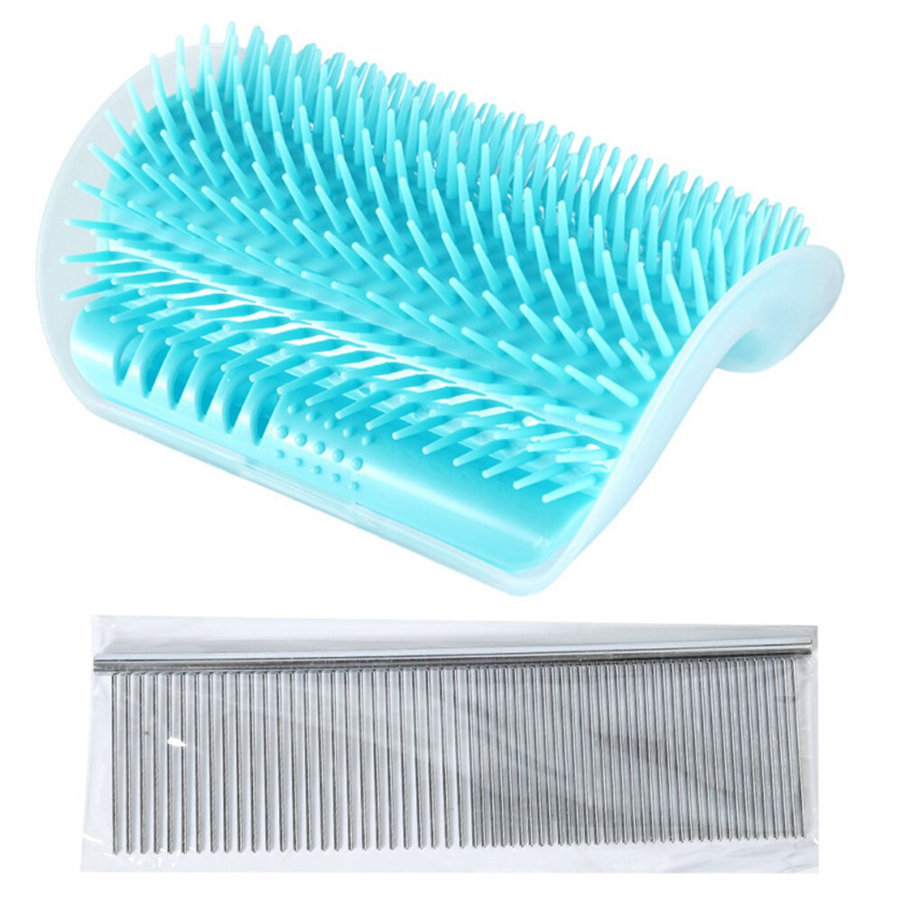 Cats Brush Corner Cat Massage Self Groomer Comb Brush Cat Rubs the Face with a Tickling Comb Cat Product: Lake Blue