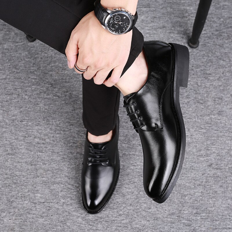 noir cuir chaussures pour hommes bout pointu hommes robe chaussures homme d'affaires chaussures fête mariage chaussures