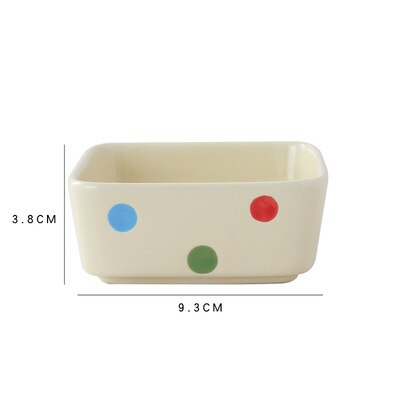 square snack plate divided grid plate household ceramic platter snack nut plate sauce plate fruit plate dish: Polka dot beige