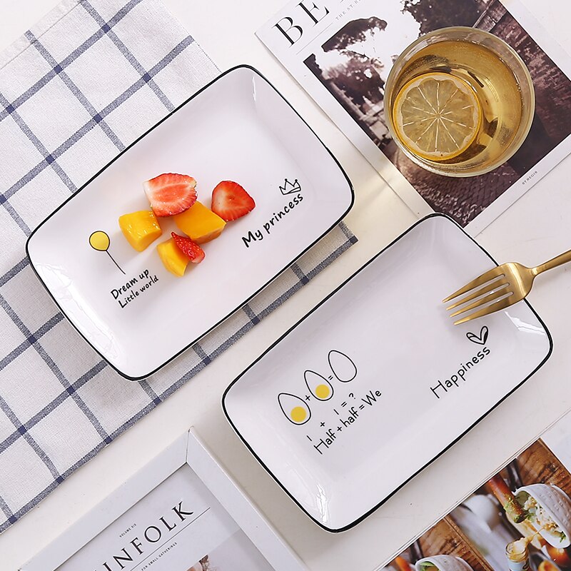 Rectangle Dinner Plate Sushi Plate Dishes And Plates Sets Dessert Vegetable BBQ Dish Set Ceramic Tray Cake Plate Serving Platter