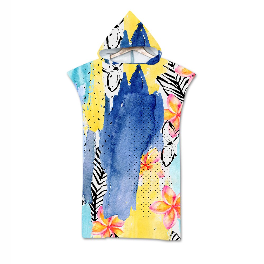 Blätter Druck Mikrofaser Strand Handtuch Kleid Mit Kapuze Kleid Poncho Schlecht Handtuch Bademantel Beachwear de plage Für Erwachsene Schwimmen Strand Surfen: 20