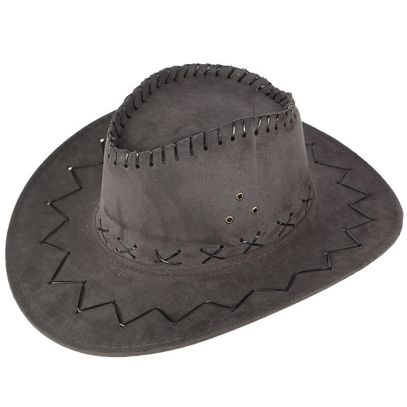 Unisex Men Women Cowboy Hat Wide Brim Solid Color Caps For Gentleman Casual Travel Fancy Party Male Female Cowgirl Hats Cap: Gray