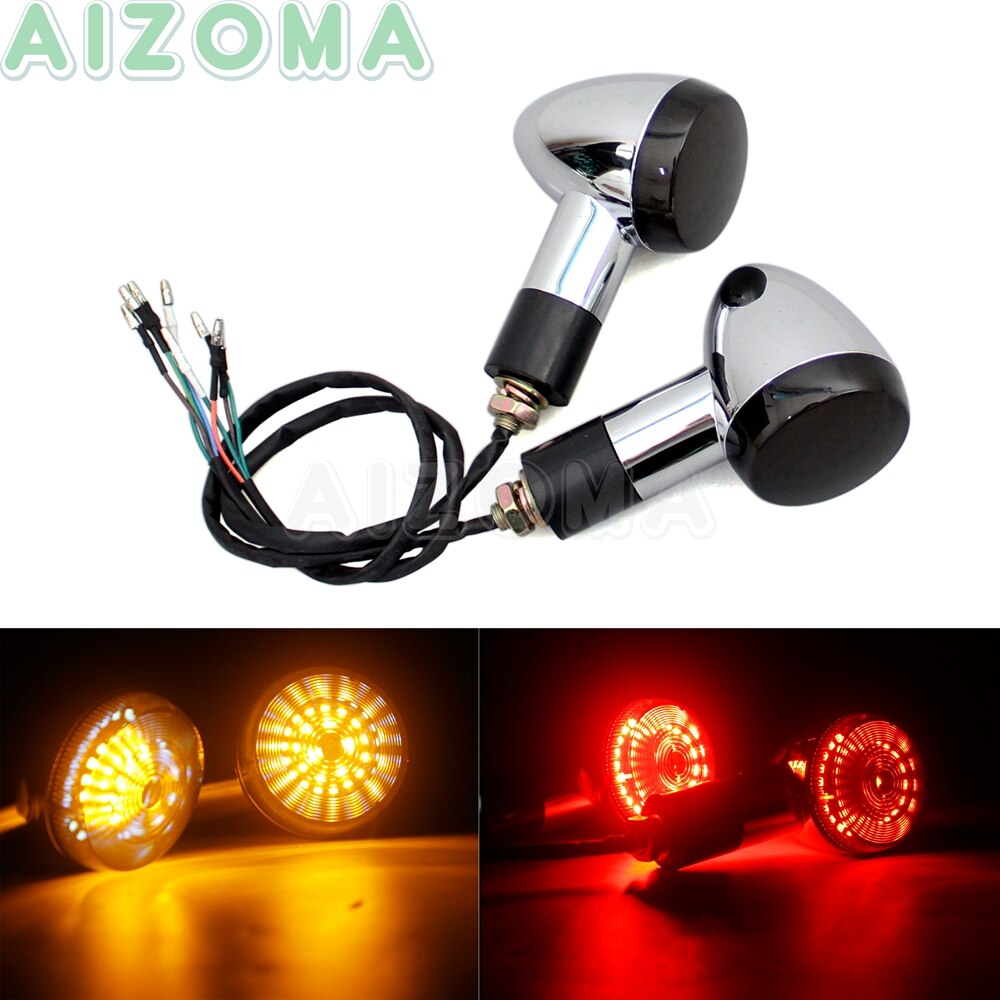 3 in 1 Motorcycle Rear Turn Signal Brake Lights LED Blinker Indicator Tail Light Universal for Harley Dyna Wide Glide LowRider: 2pcs Rear Light
