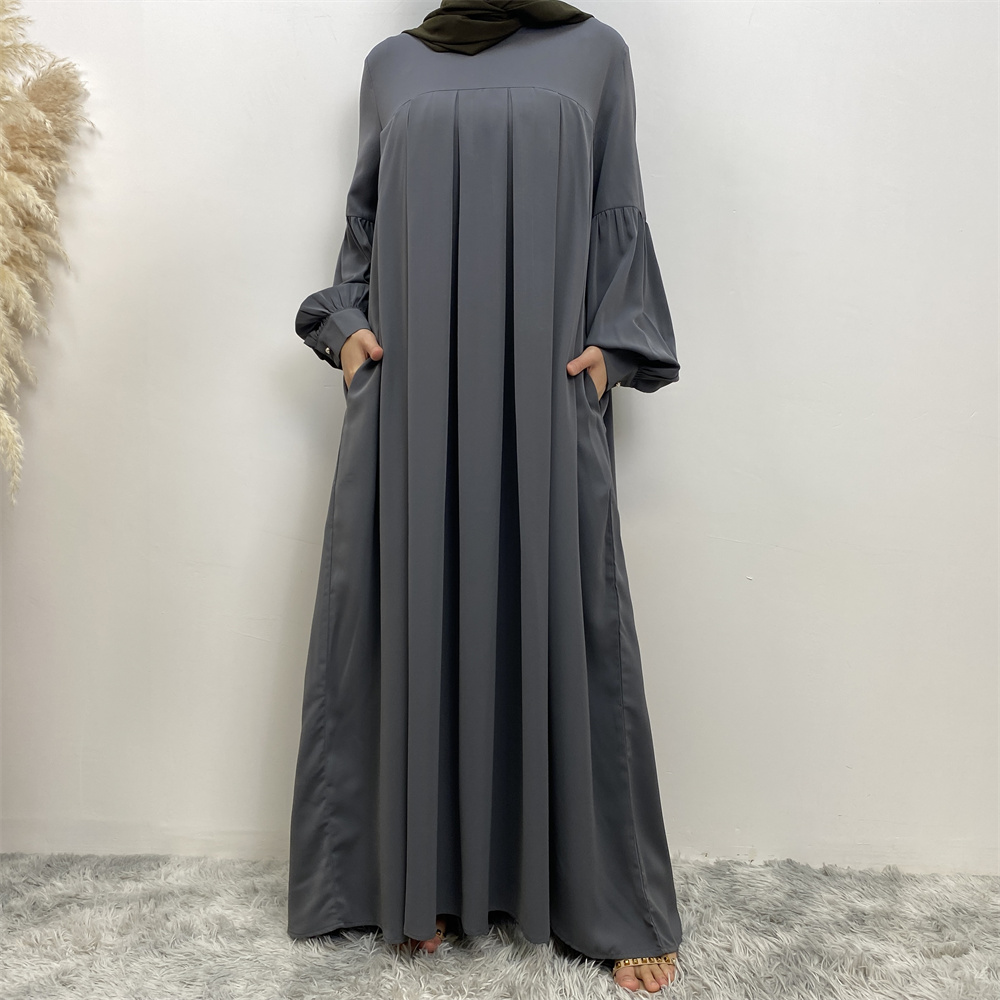 Shimmer Abayas Bishop manches femme musulmane vêtements Maxi robes en vrac dubaï turc modeste tenues décontracté Islam Ramadan Eid