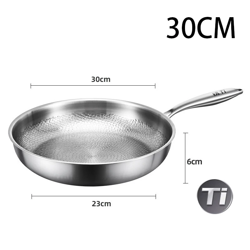 26/28/30Cm Koekenpan Ongecoat Vis Schaal Hamer Patroon Puur Titanium Non Stick Pan Huishoudelijke Steak koekenpan Keuken Kookgerei: Rood