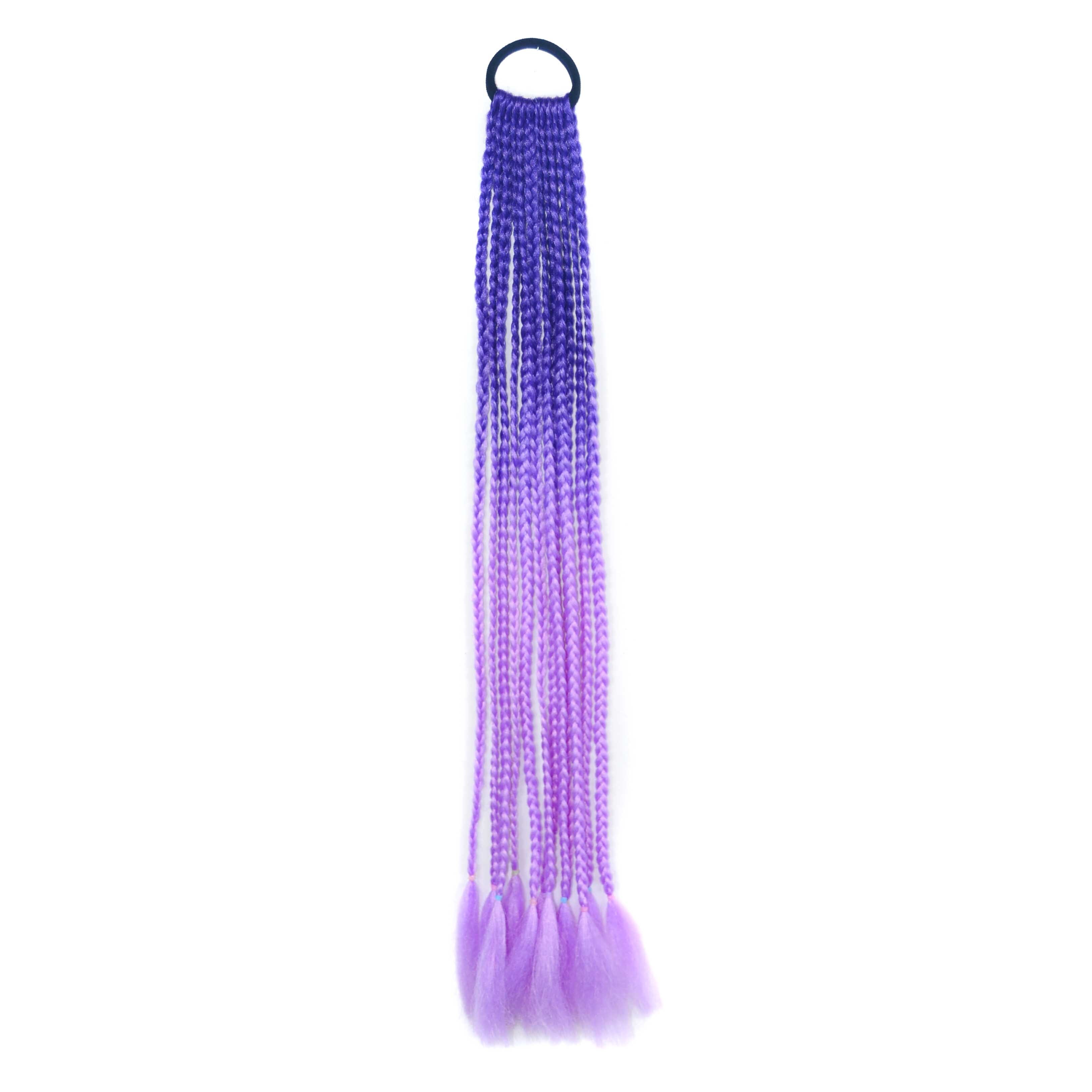 Queue de cheval synthétique colorée boîte droite tresse avec bande élastique queue de poney Extensions de cheveux accessoires de cheveux pour les femmes
