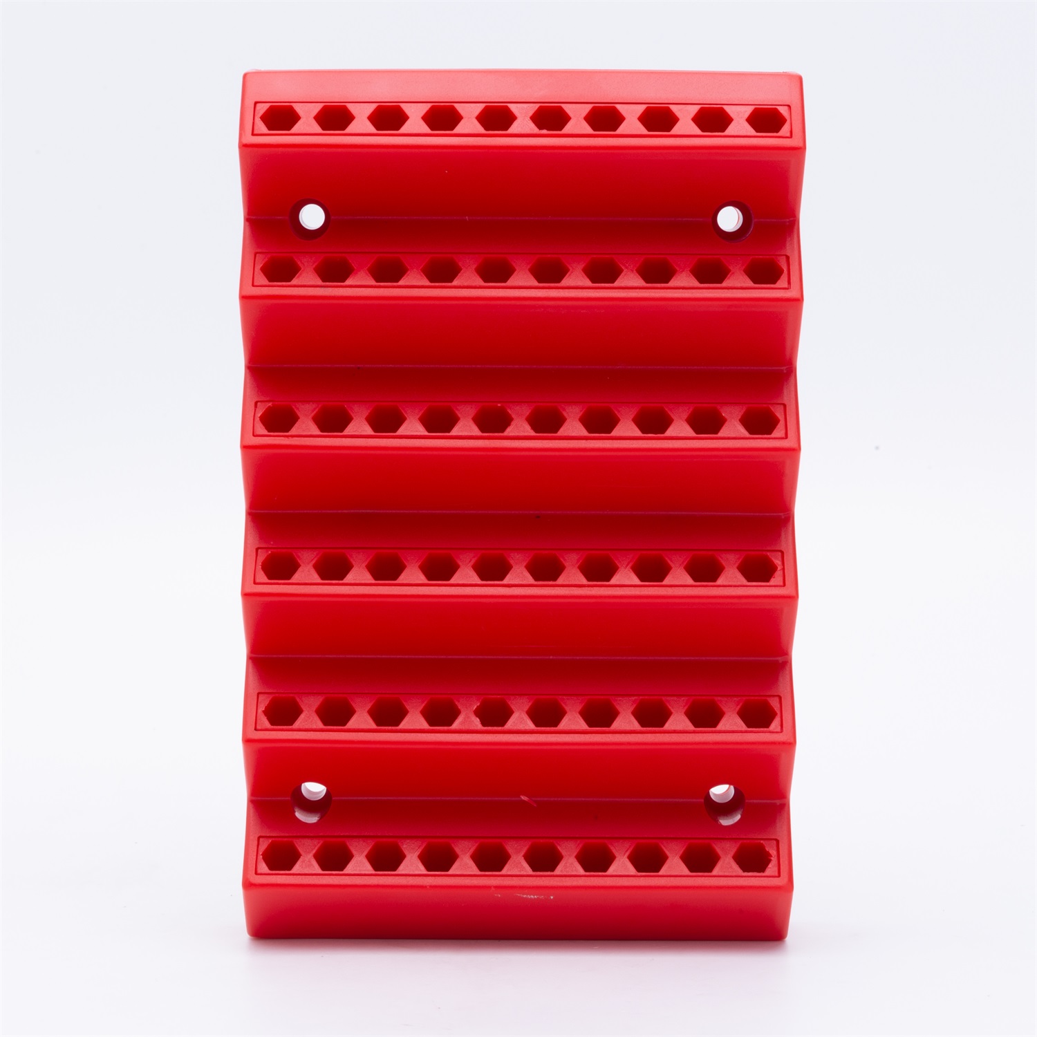 Organizador de brocas hexagonales con 70 ranuras, almacenamiento de brocas, cortador de fresado, soporte de taladro, organizador de puntas de destornillador hexagonal de 1/4 pulgadas: Rojo