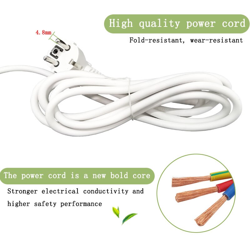 Hight Extension Cord Socket EU Plug Socket Separate Switch Control Power Strip with 2USB Charger Socket