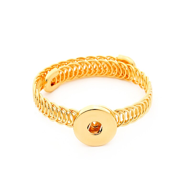 SG0087 Beauty Simple Silver color&amp;Golden metal DIY snap Bracelet Bangle fit 18MM DIY snap buttons jewelry