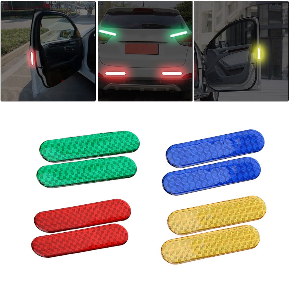 2 stuks autodeurstickers, waarschuwingstape, reflecterende stickers, reflecterende strip, auto-styling open bord, 4- kleurig veiligheidsmerk