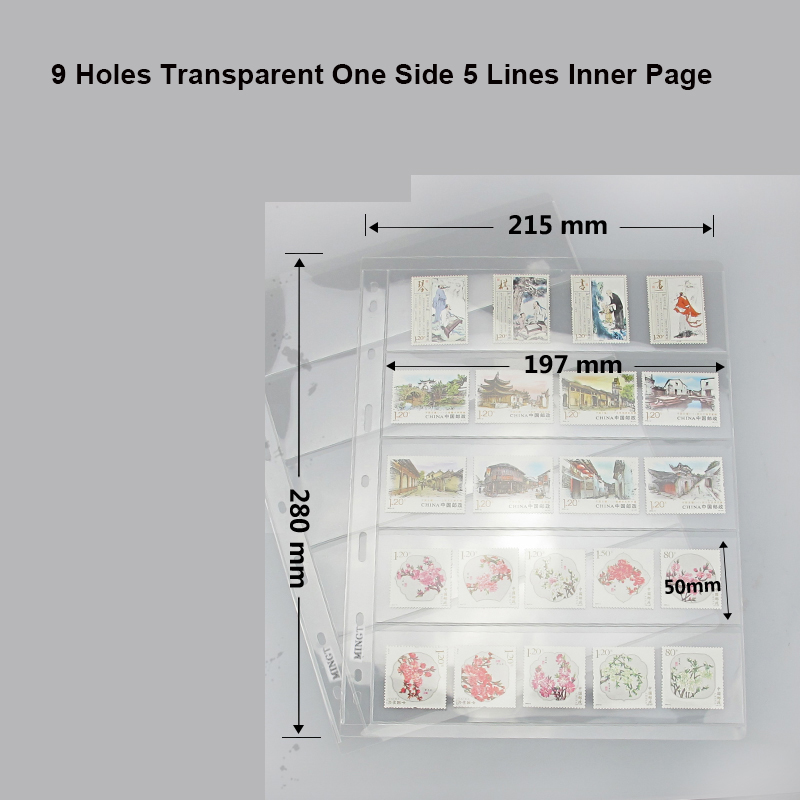 9 Gaten 2 Lijn Zakken Een Pagina Transparant Binnen Album Pagina Collection Book Collection Ab-0018: 9KH05-TOU