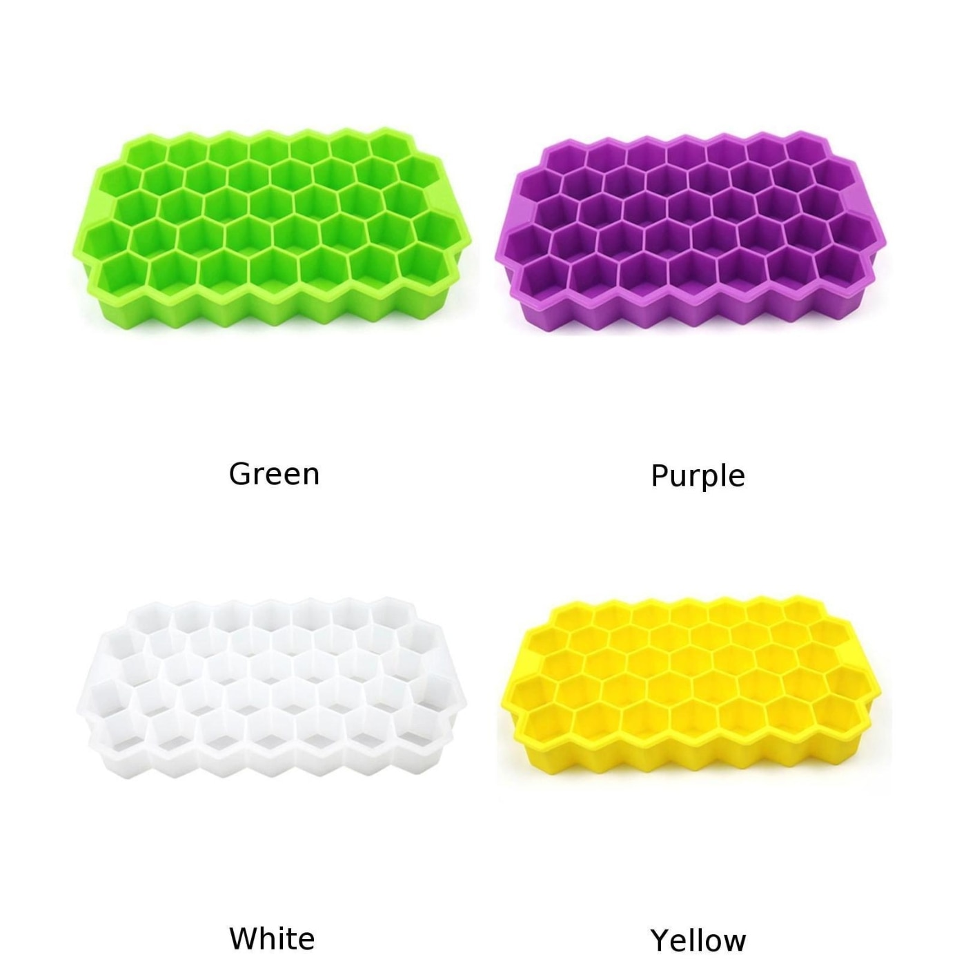 Honeycomb Shape Ice Cube Tray 37 Cubes Silicone Frozen Mold Maker No Lid