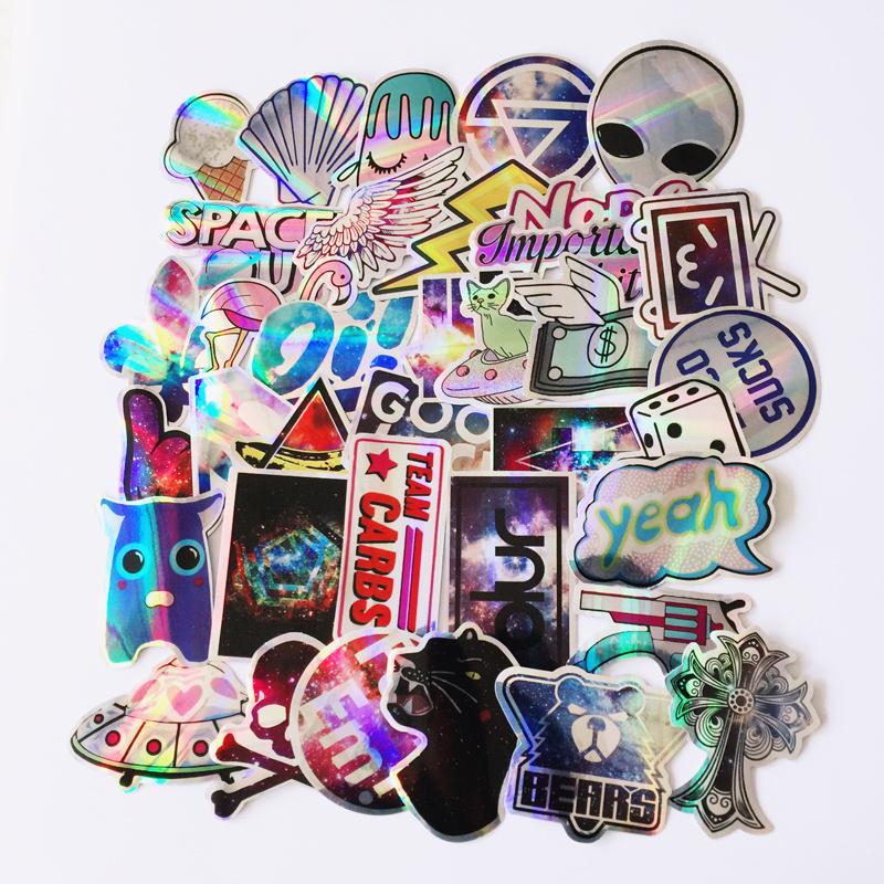 Td Zw 60 Stks/partij Cool Styling Kleurrijke Reflecterende Auto Laptop Fiets Sticker Voor Kofferbak Skateboard Gitaar Decal Stickers