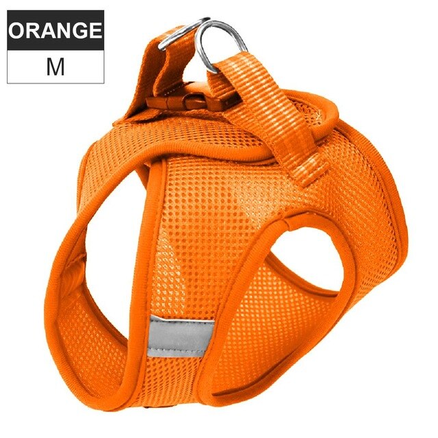 Harnas strepen verstelbaar super kattenharnas ademend jack zacht en comfortabel harnas met reflecterend xs oranje raster: 7