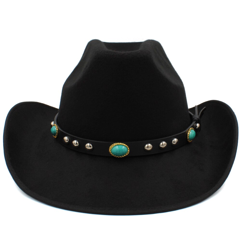 Männer Frauen Wolle Western Cowboy Hüte Breiter Krempe Sonnenhüte Party Reisen Sombrero draussen Kappen Klassische retro UNS Größe 7 1/4 UK L