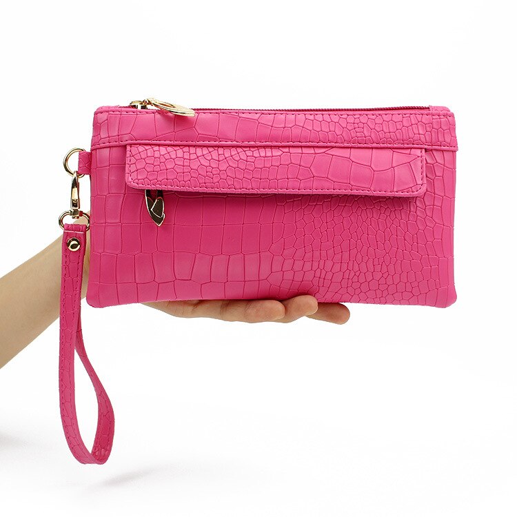 Mara's Dream Candy Color PU Leather Women Bag Day Clutches Women Envelope Bag Clutch Evening Bag Female Handbag Wristlets Bags: F Rose Red