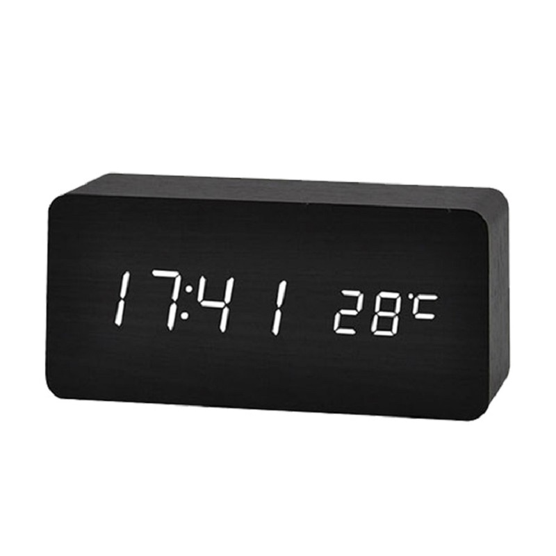Led Houten Wekker Horloge Tafel Voice Control Digitale Hout Despertador Elektronische Desktop Usb/Aaa Aangedreven Klokken Tafel Decor