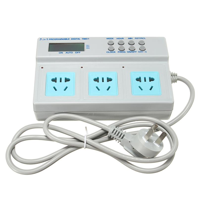 Presa Timer digitale LCD programmabile 3 in 1 controllo del tempo di alimentazione per acquario di pesci illuminazione riscaldatore filtro pompa dosatrice wavitter