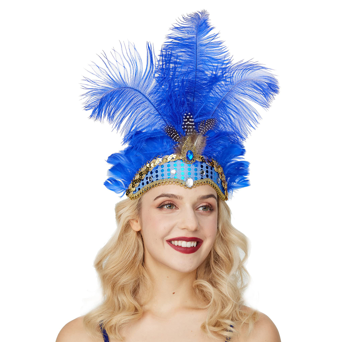 Karneval fjer hovedbeklædning jul showgirl pandebånd hovedbeklædning hawaii halloween hårbånd fjer hovedbeklædning hårtilbehør: Lyserød