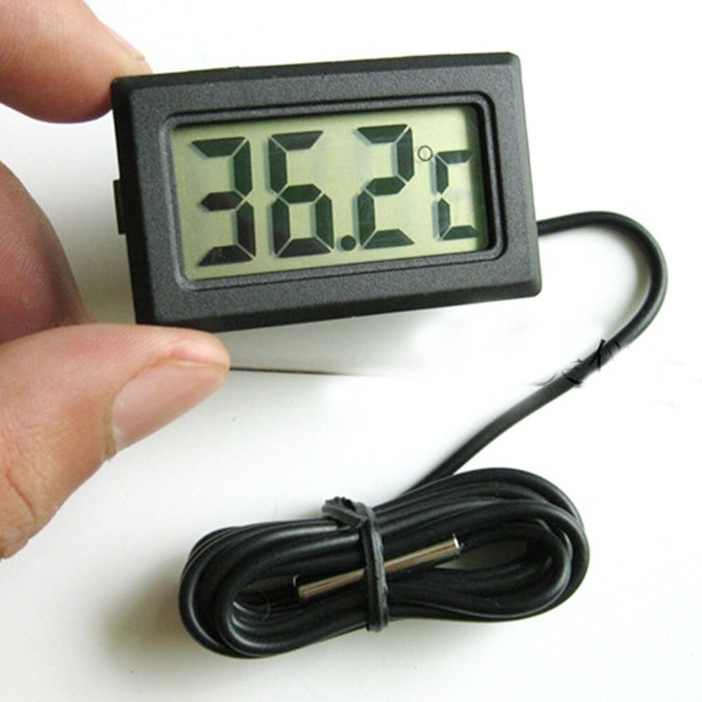 Lcd-display kæledyrsforsyninger sort mini elbil tilbehør tilbehør indbygget sonde bærbart digitalt termometer