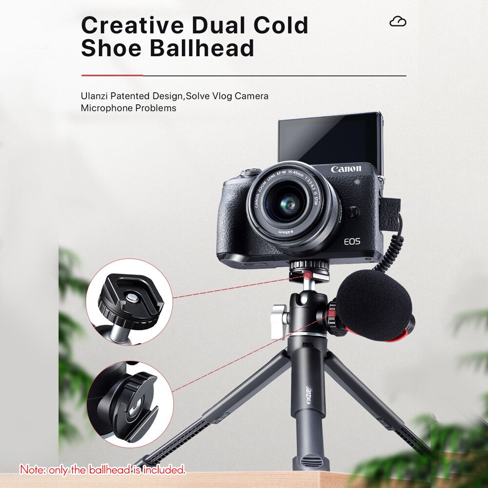 Ulanzi U-60 w całości z metalu mini Ballhead z podwójnym zimnym przedłużeniem mikrofonu montaż z panoramiczną głowicą kulową Max ładowanie 10KG