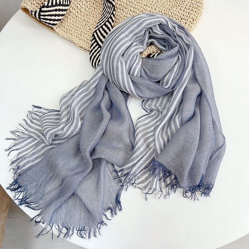 Bufanda a rayas Modal para hombres y mujeres, mantiene el calor, suave, amigable con la piel, Otoño e Invierno: LIGHT BLUE