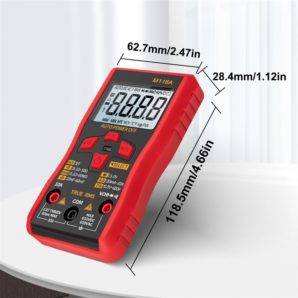 Digitale Multimeter Smart Tester Mini M118A Met Ncv Data Hold Zaklamp Auto Mmultimetro True Rms Tranistor Meter